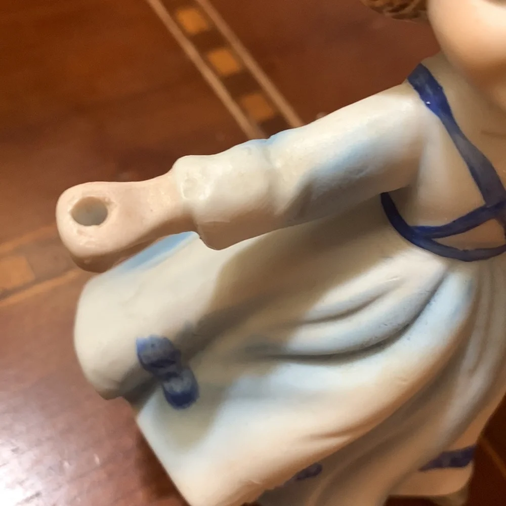 Vintage Blue Birthday Girl Candleholder Figurine Cake Topper Decoration Gift